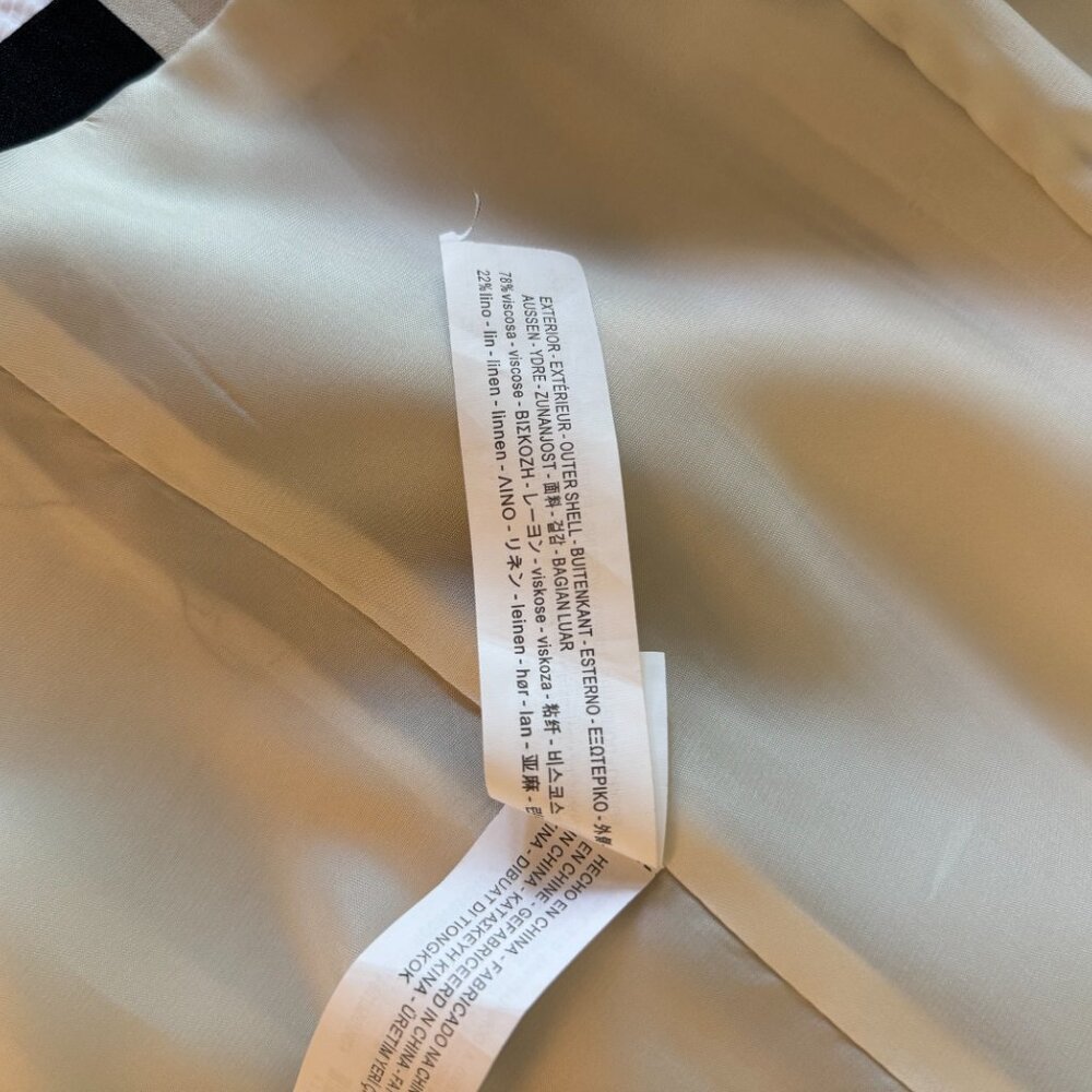Zara Woman Black/Off White Striped Longline Blazer Coat Jacket Linen Blend - Picture 9 of 9